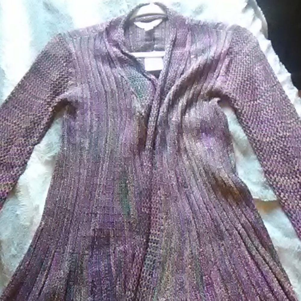 Long, open, cardigan